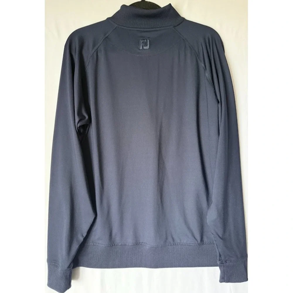 FootJoy Golf Pullover‎ Men M Blue 1/4 Zip Performance Stretch Logo Terra Cotta
